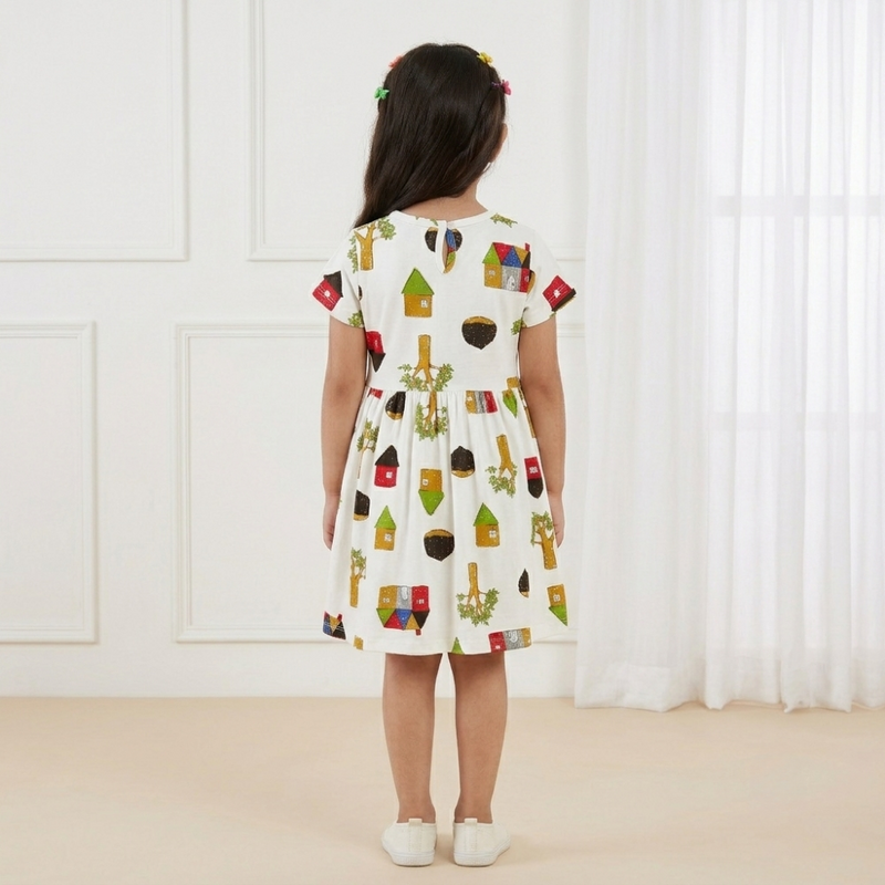 Little Town Printed Cotton Frock