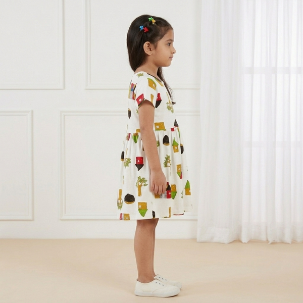 Little Town Printed Cotton Frock