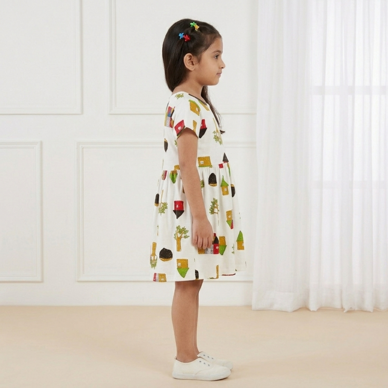 Little Town Printed Cotton Frock