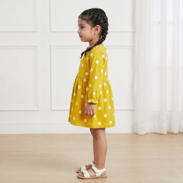 Yellow Polka Dot Printed Frock