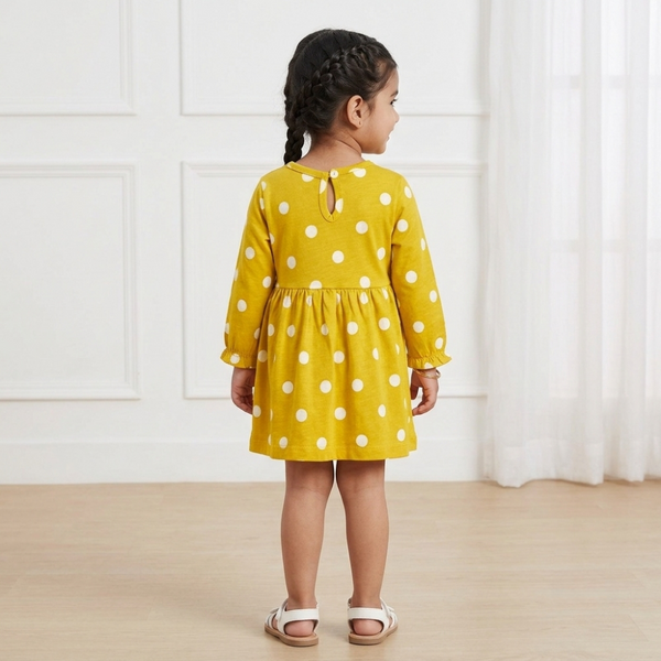 Yellow Polka Dot Printed Frock
