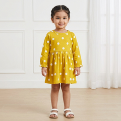 Yellow Polka Dot Printed Frock