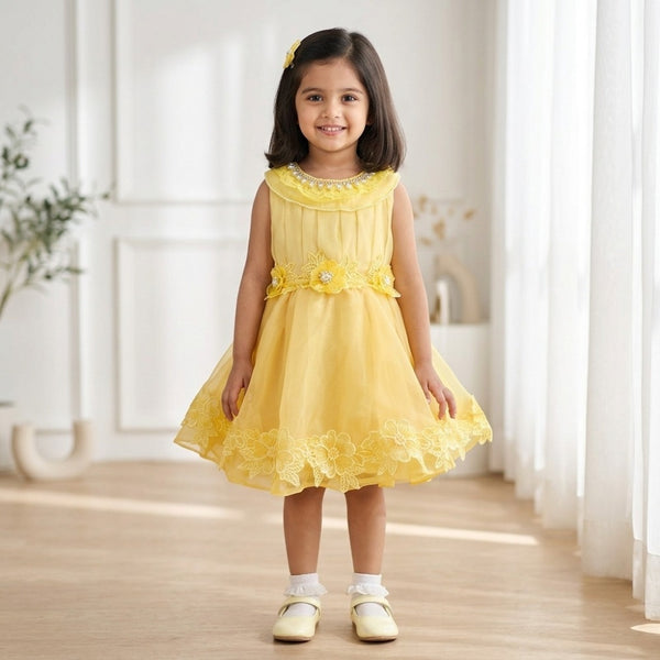 Yellow Knee Length Princess Dress