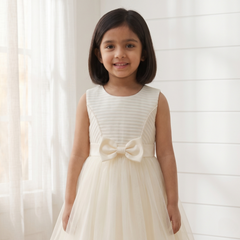 Yellow Pleated Ribbon Dress