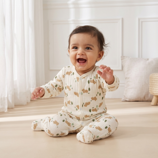 Woodland Bear Quilted Romper