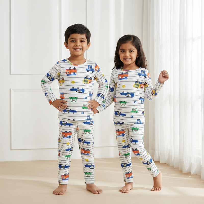 Traffic Jam Striped Nightsuit