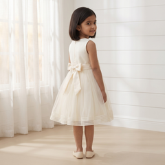 Yellow Pleated Ribbon Dress