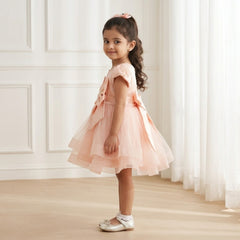 Peach Bow Knee Length Princess Dress