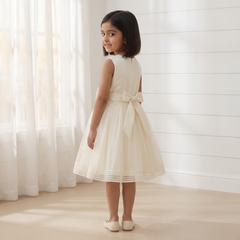 Yellow Pleated Ribbon Dress