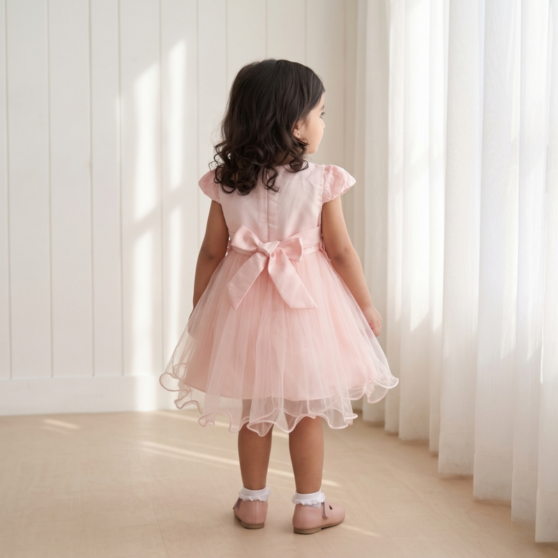 Rosette Pink Pearl Lattice Dress