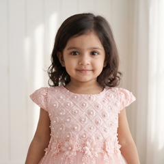 Rosette Pink Pearl Lattice Dress