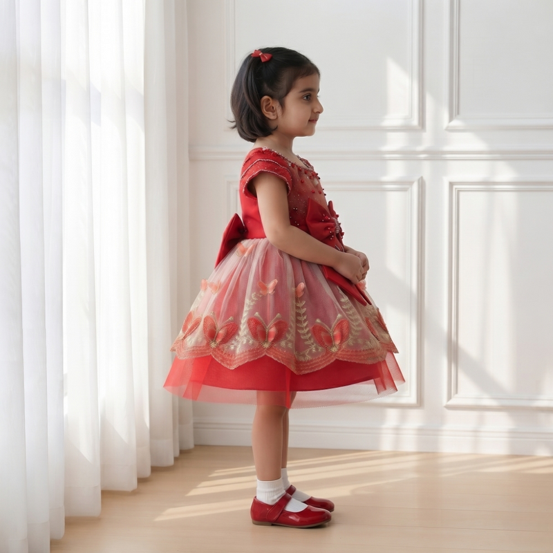 Red Butterfly bow Princess Dress