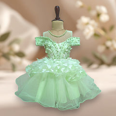 Pista Green Knee Length Princess Dress