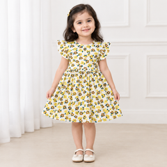 Yellow Floral Cotton Frock