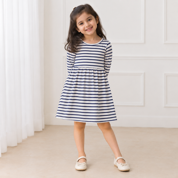 Linear Navy Blue Stripe Frock