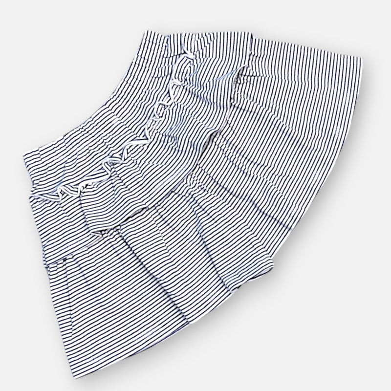 Black Striped Ruffled Skirt