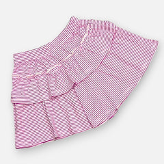 Red Striped Ruffled Skirt