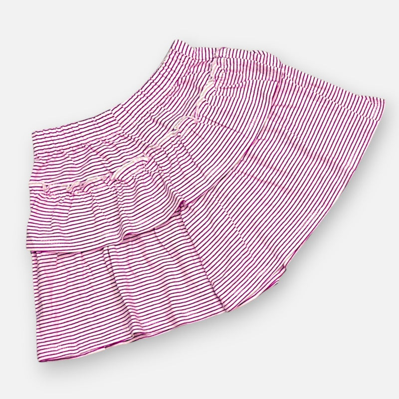 Red Striped Ruffled Skirt