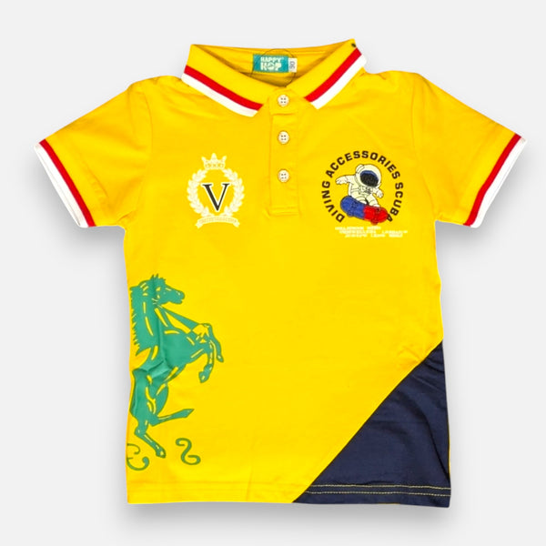 Yellow Boys Polo T-shirt with Shorts Set