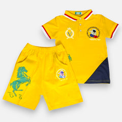 Yellow Boys Polo T-shirt with Shorts Set