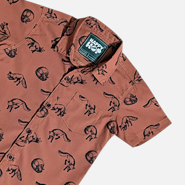 Rust Fox Print Cotton Shirt