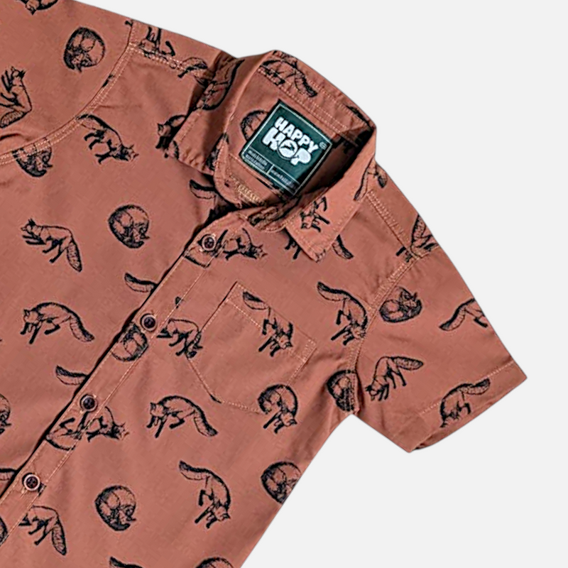 Rust Fox Print Cotton Shirt