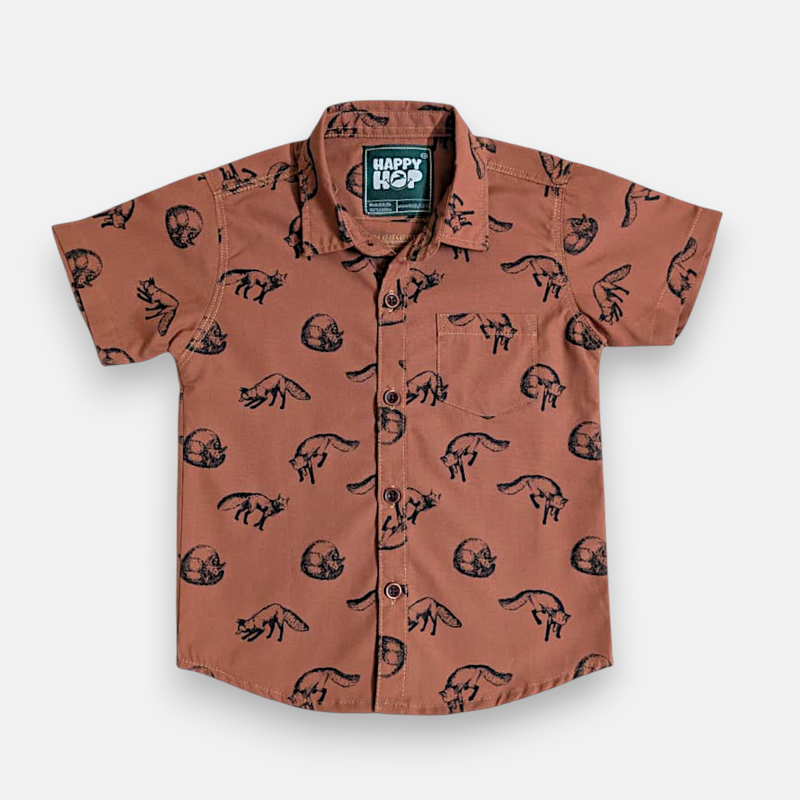 Rust Fox Print Cotton Shirt