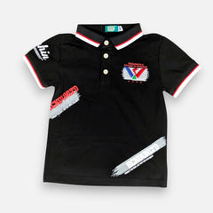 Black Boys Polo T-shirt with Shorts Set