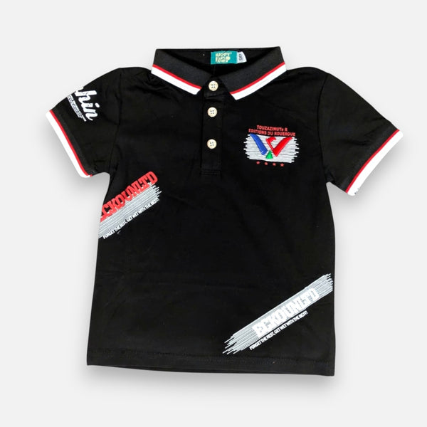 Black Boys Polo T-shirt with Shorts Set