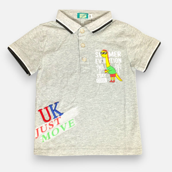 Grey Boys Polo T-shirt with Shorts Set