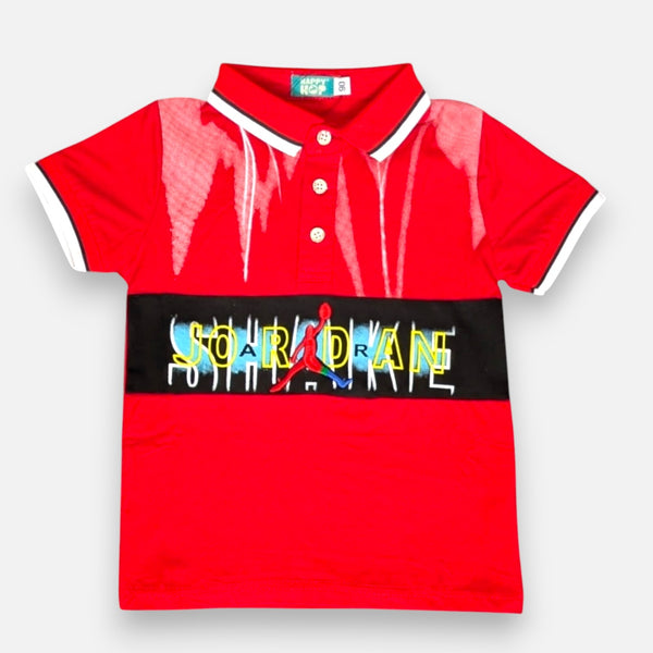 Red Boys Polo T-shirt with Shorts Set