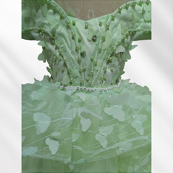 Pista Green Knee Length Princess Dress