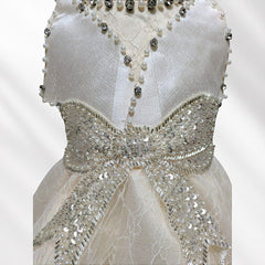 Champagne Knee Length Glitter Bow Princess Dress
