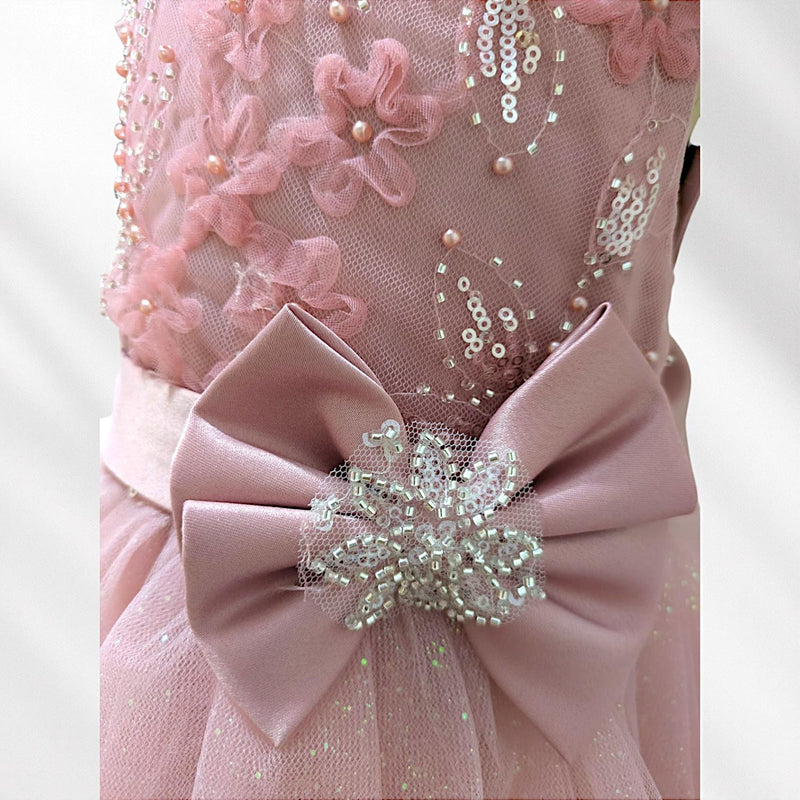 Mauve Pink Bow Sleeveless Princess Dress