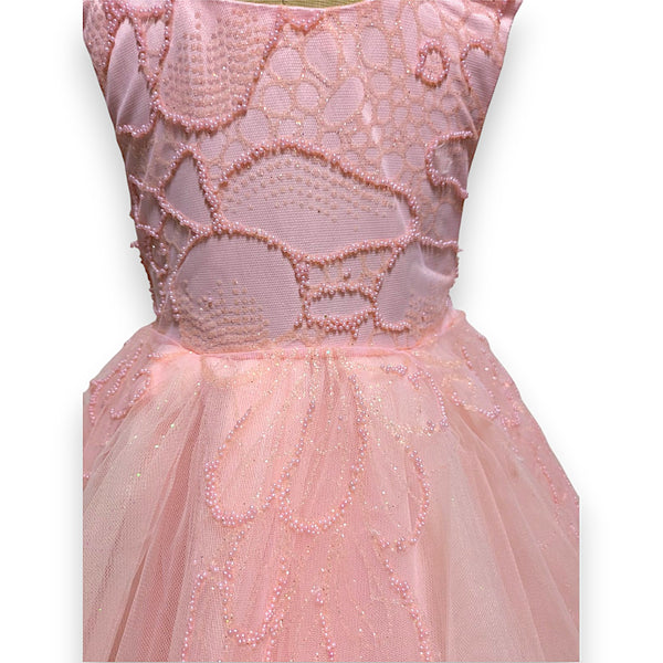 Peach Sleeveless Glitter Princess Dress