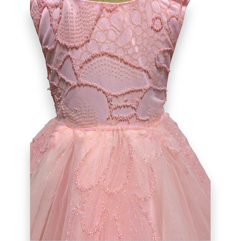 Peach Sleeveless Glitter Princess Dress