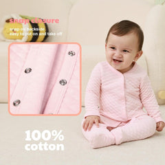 Pink Diamond-Quilted Baby Romper