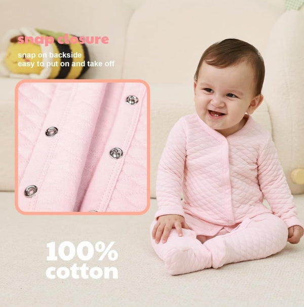 Pink Diamond-Quilted Baby Romper