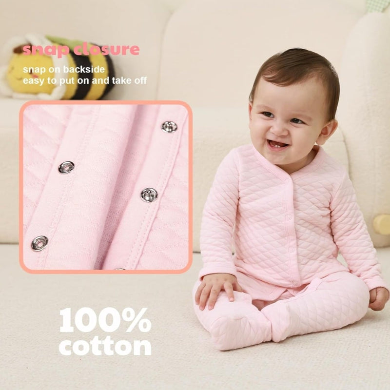Pink Diamond-Quilted Baby Romper