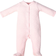 Pink Diamond-Quilted Baby Romper