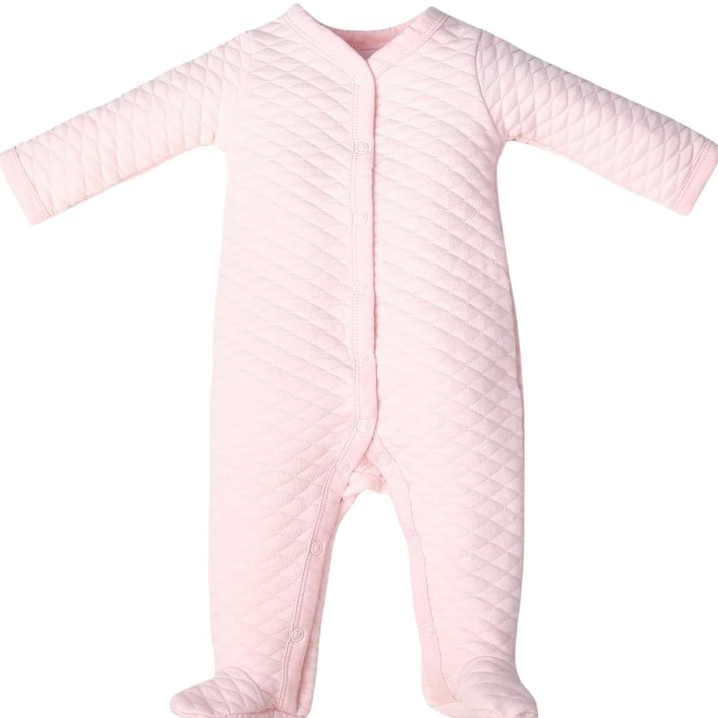 Pink Diamond-Quilted Baby Romper