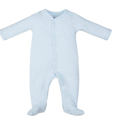 Blue Diamond-Quilted Baby Romper