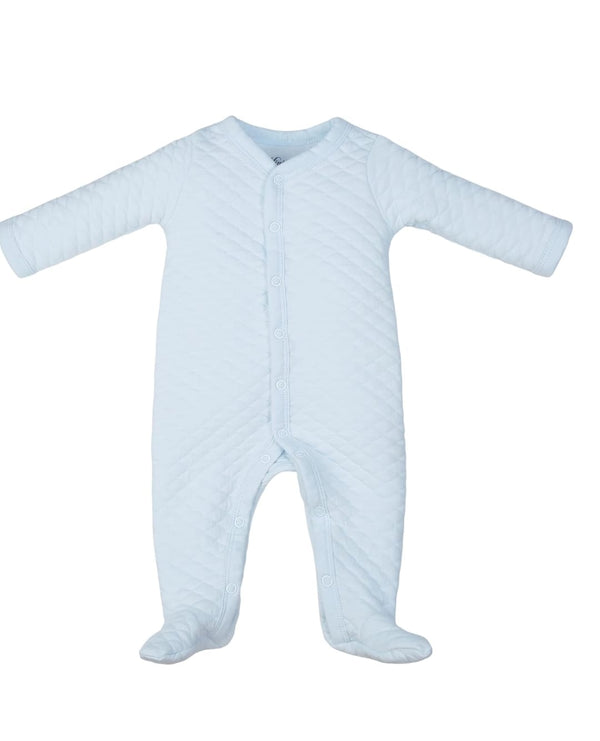 Blue Diamond-Quilted Baby Romper