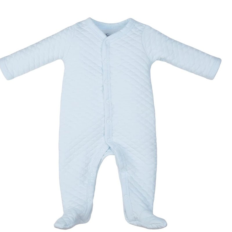Blue Diamond-Quilted Baby Romper