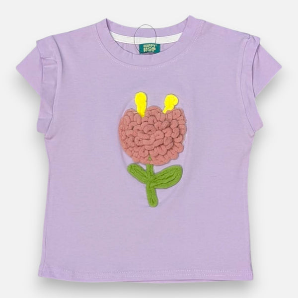 Girl Regular Fit Flower Purple Top