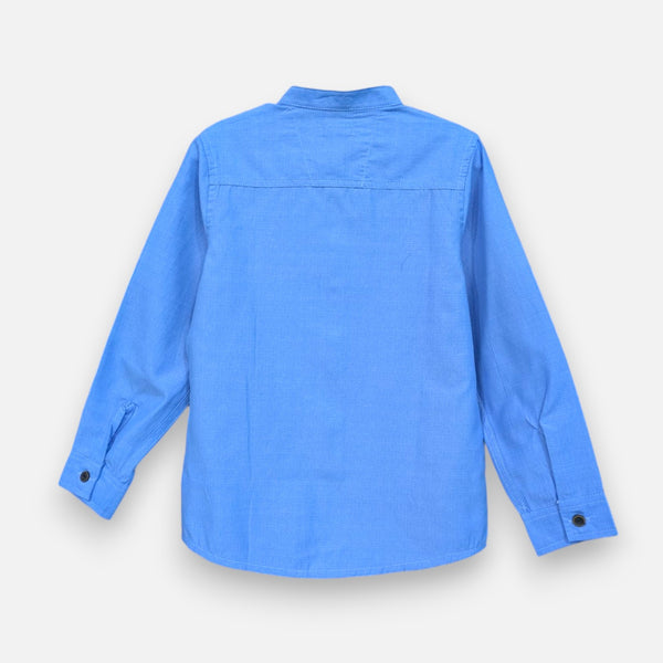 Blue Mandarin Collar Casual Shirt