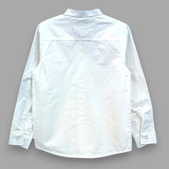 White Mandarin Collar Casual Shirt