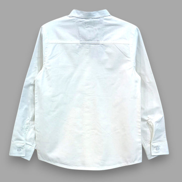 White Mandarin Collar Casual Shirt
