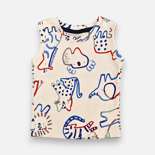 Cat Printed Vest and Short Set