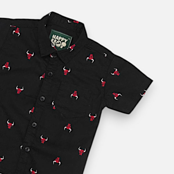 Black Half-Sleeves Casual Shirt